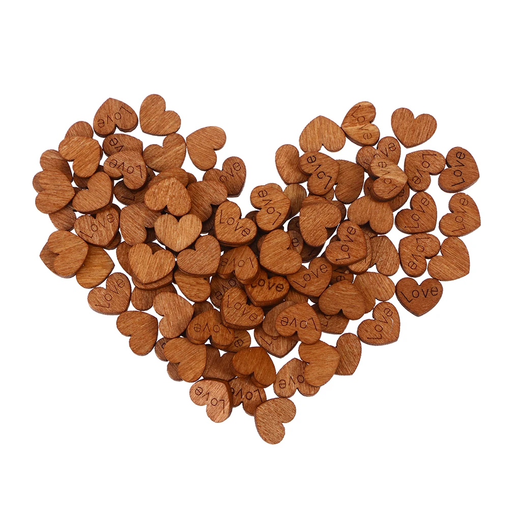 

100pcs Wooden Heart Sewing Craft Buttons For Clothes Diy Home Decorations Wood Cutouts Wedding Confetti Bulk Wood