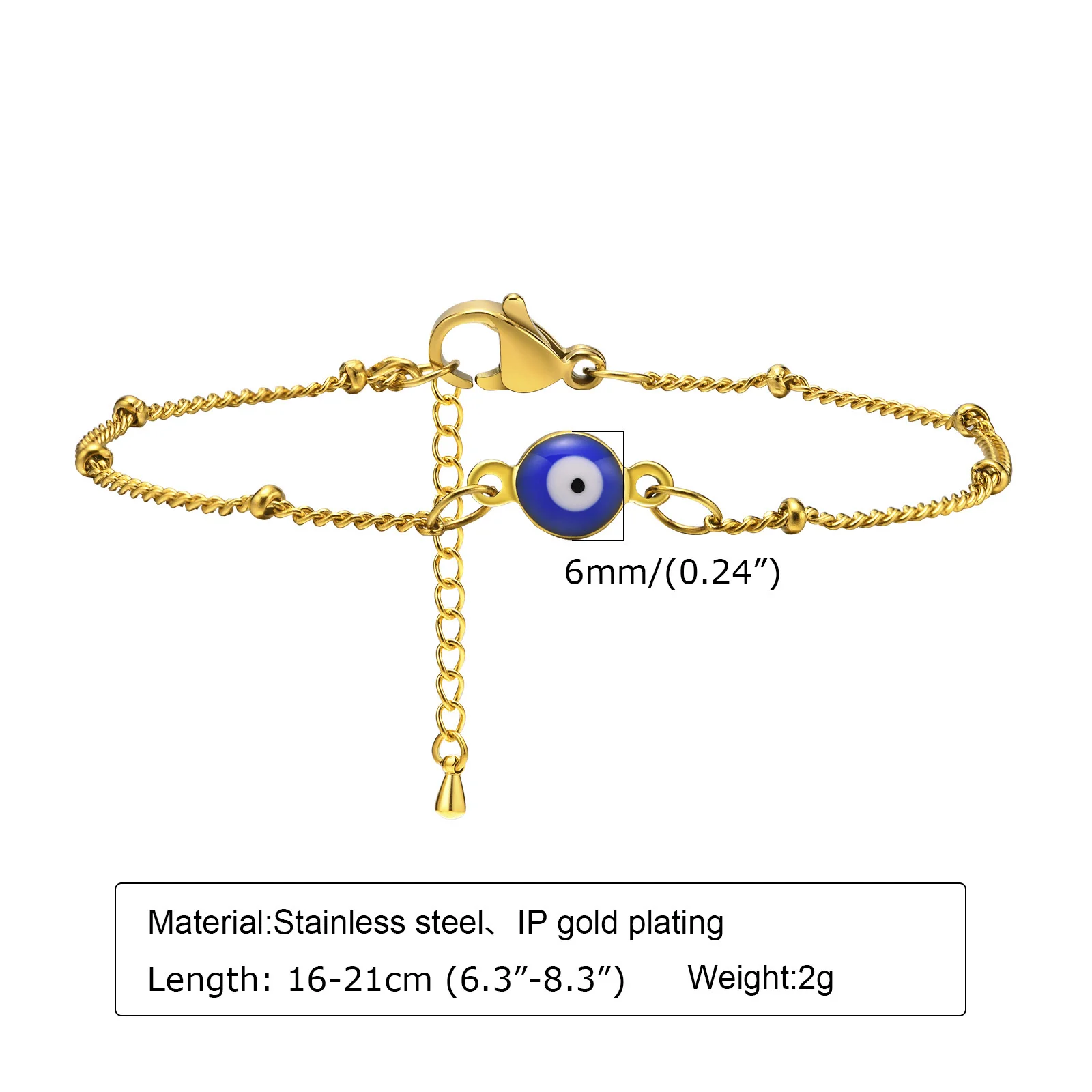 Vnox Evil Blue Eye Bracelets for Women, Gold Color Satellite Chain with Eye Charm Bracelet, Minimalist Jewelry image 5
