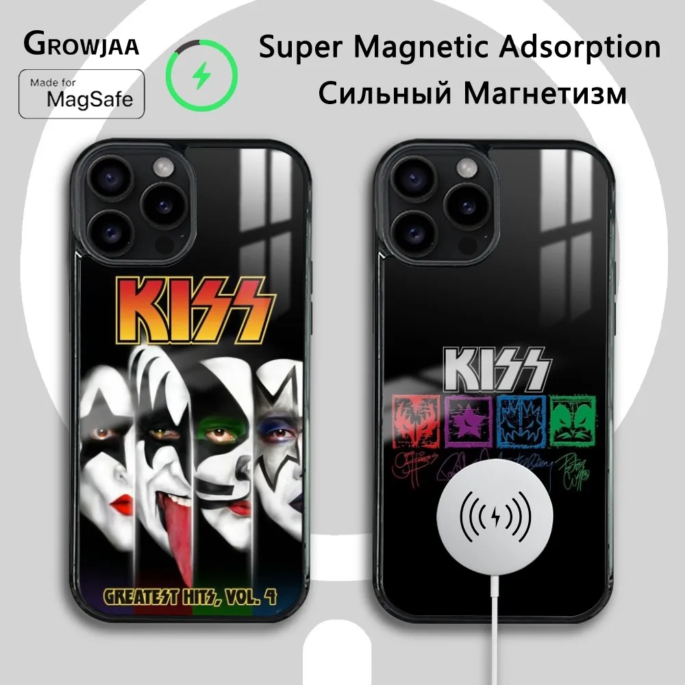 K-KISS Band Rock Roll Phone Case For IPhone 16 15 14 13 12 11 Pro Max Plus Mini Magsafe Mirror Wireless Magnetic Cover