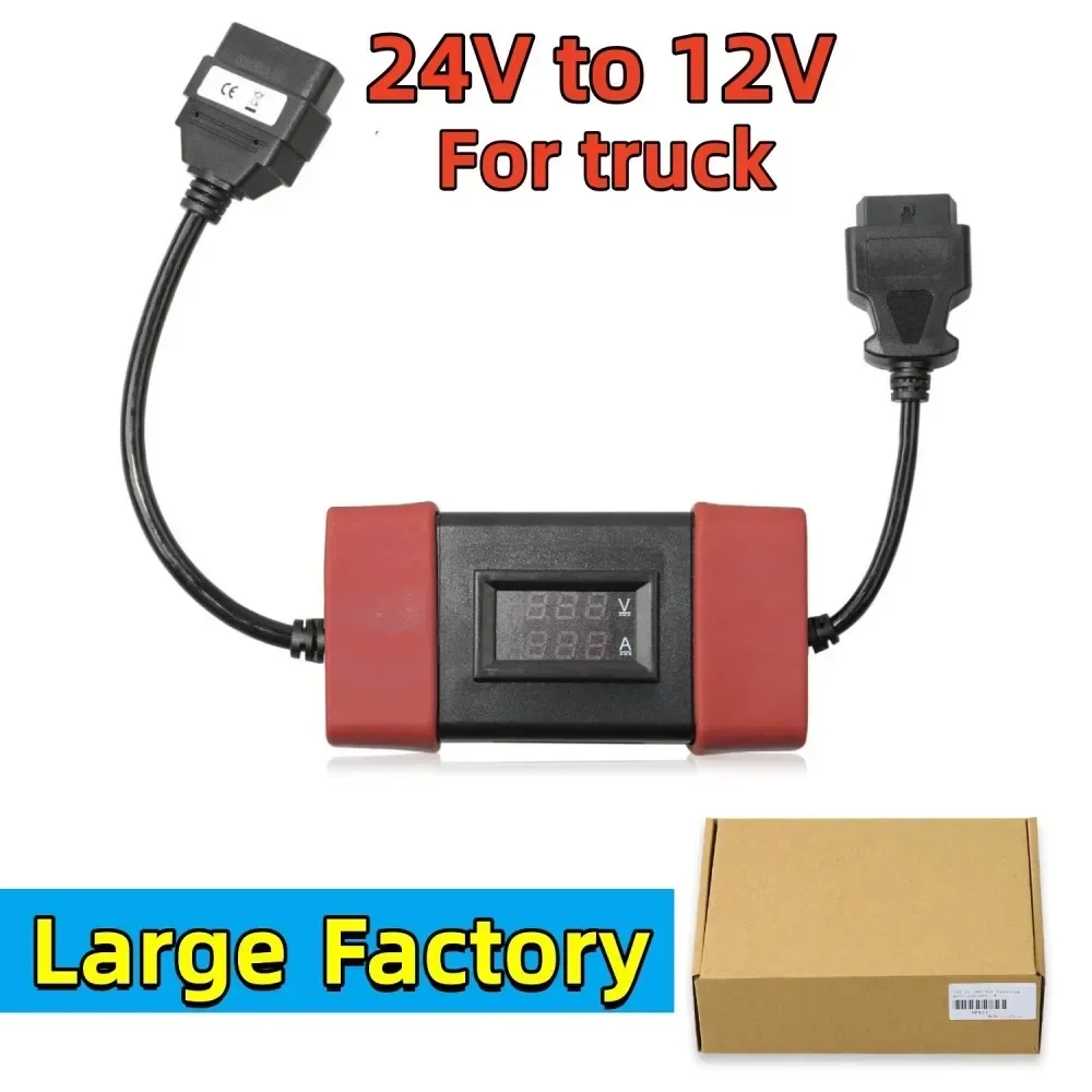 24V to 12V Truck Converter OBD2 Heavy Duty Truck Diesel Adapter Cable Work For X431 / Easydiag 2.0 / 3.0 / Golo 3 Scannner