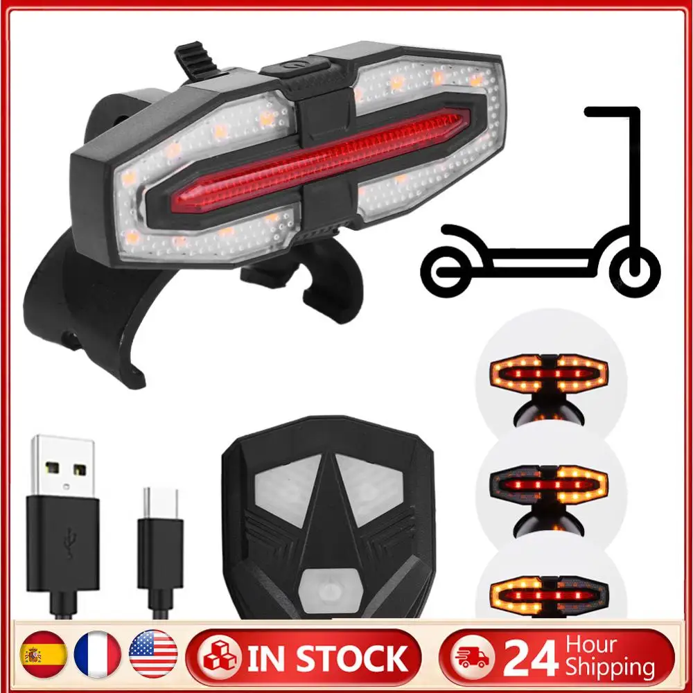Turn Signal Rear Lamp USB Rechargable with Remote Control E-Scooter Safety Warning Tail Light LED Waterproof for M365 Pro 2 MI 4