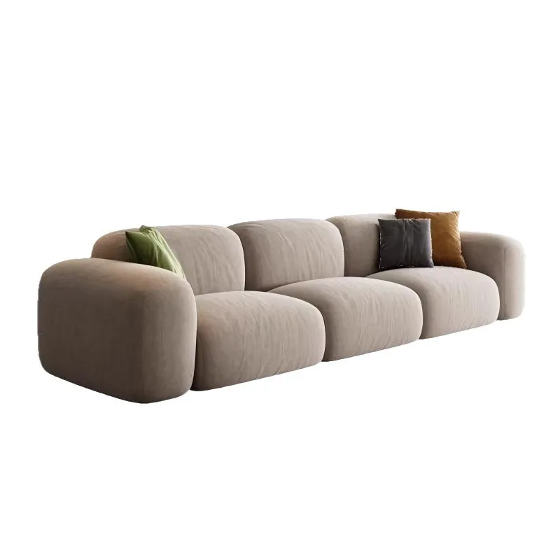 

Modern silent wind matte fleece fabric sofa, hotel apartment size apartment living room corner straight row combination sofa