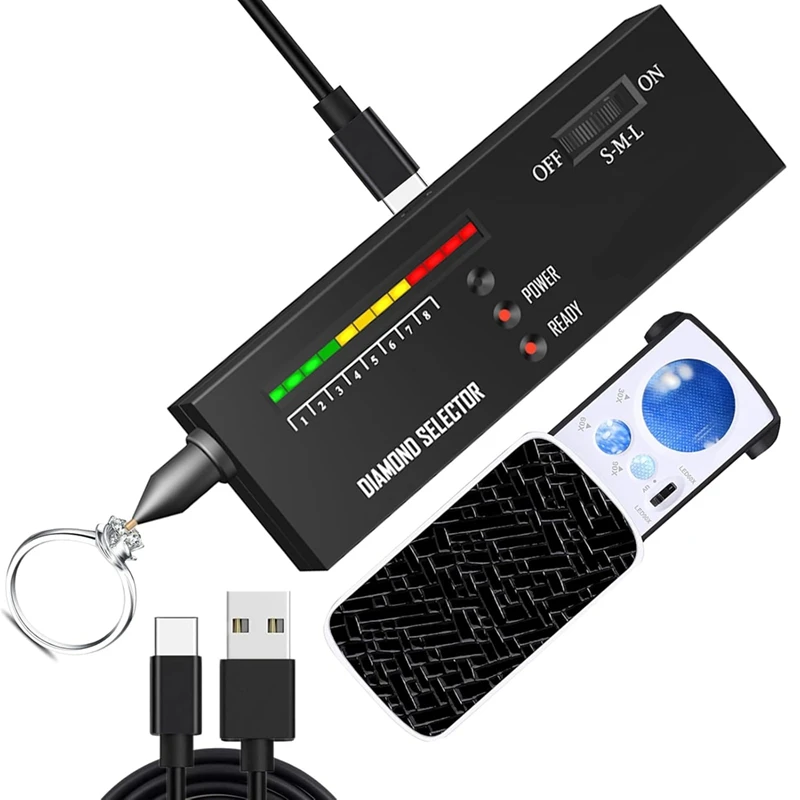 PZHI-Diamond Tester,Jewelry Diamond Tester + 30X 60X 90X Jeweler Ring,Diamond Checker For Novices And Experts