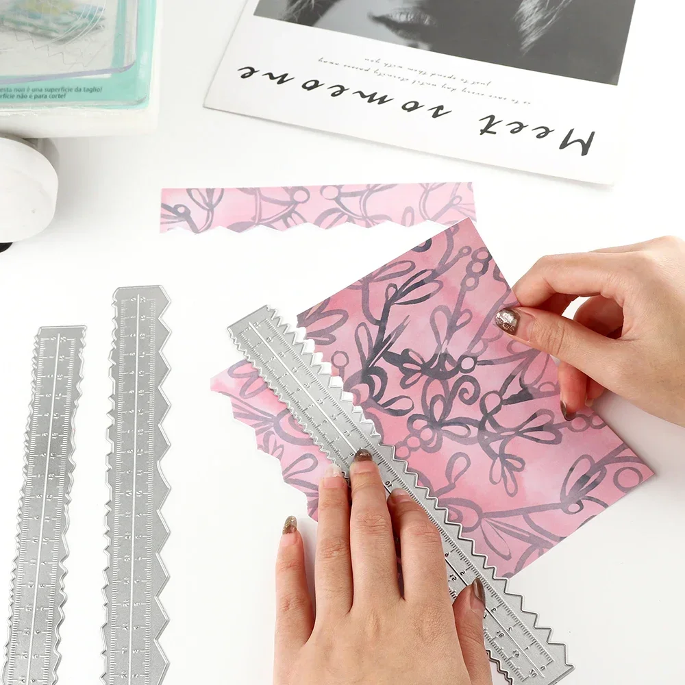 1Pcs Wellenförmige Rand Papier Reißen Lineal Rahmen Metall Schneiden Stirbt für DIY Scrapbooking Fotoalbum Dekorative Präge Karte Handwerk sterben