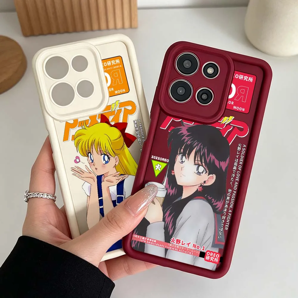 B-Battle Girl Anime Phone Case For Motorola Moto G86 G85 G75 G56 G06 Edge 70 60 50 Fusion Eye Ladder Silicone Cover