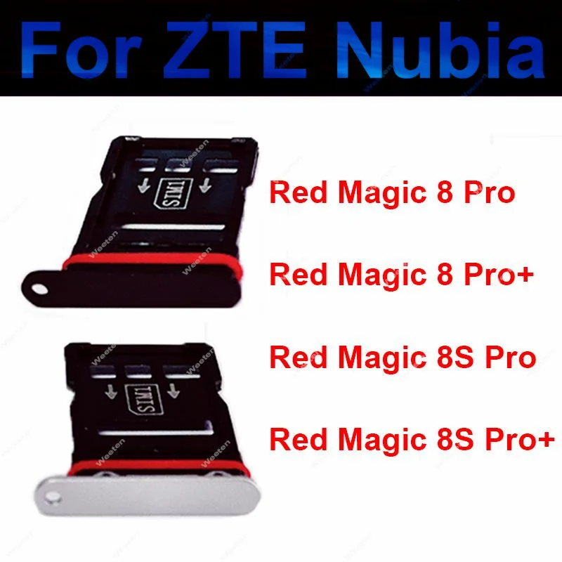 Sim Card Tray For ZTE Nubia Red Magic 8 8S Pro/ 8 8S Pro Plus SIM Card Tray Holder Micro SD Card  Reader Adapter Repaire Parts