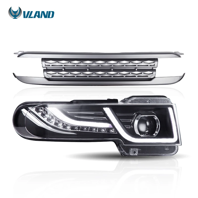 VLAND Factory LED Headlights&Grilles Head Lamp Car Accessories For Land-Rover Style FJ Cruiser 2007-2014 Dual-Beam Projector