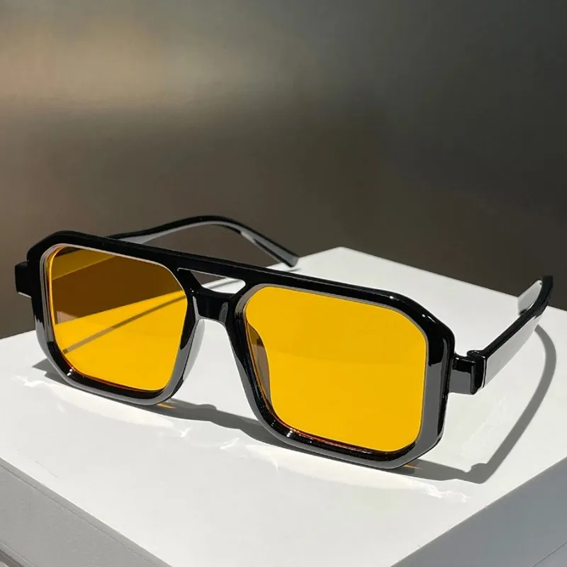 Óculos de Sol Quadrados Retro para Mulheres e Homens, Óculos de Sol Vintage de Moda, Óculos de Sol com Dupla Lente
