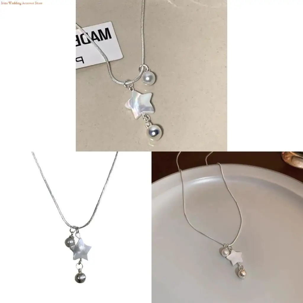 G92D Temperament Pearls Star Pendant Necklace Simple Y2K Collar Necklaces Jewelry