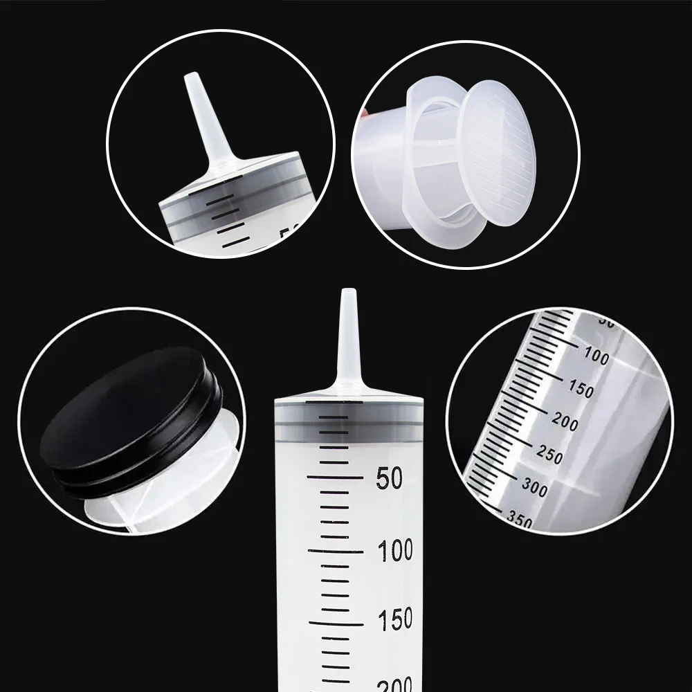 100-550ml Large Syringes With Tube for Liquid Plastic Syringes With Tip Cap for Glue Dispensing, Watering, Refilling, Feeding