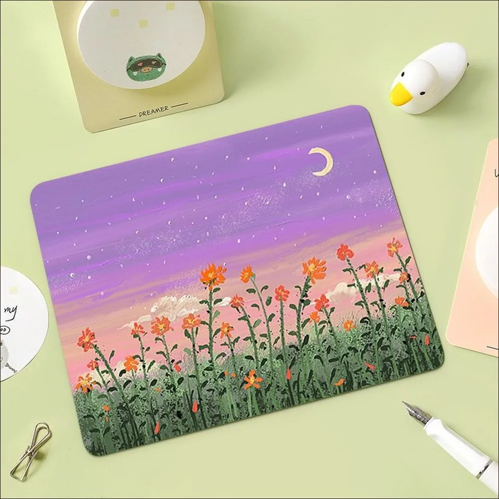 Cute Aesthetic Kawaii Oil Painting Mousepad New Rubber Mouse Durable Desktop Mousepad Size for Game Keyboard Pad for Gamer