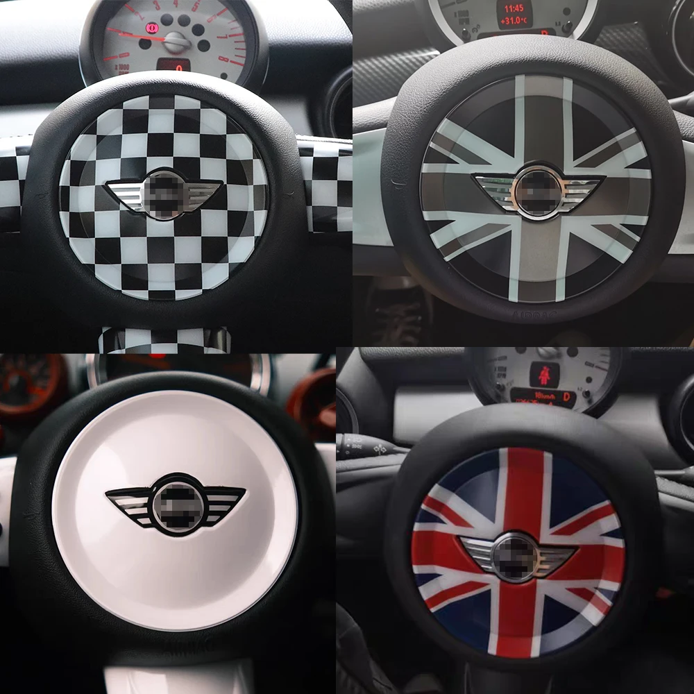 For Mini R55 R56 R57 R58 R59 R60 R61 Car Steering Wheel Center Panel Car Sticker Cover Car-Styling Trim Auto Accessories