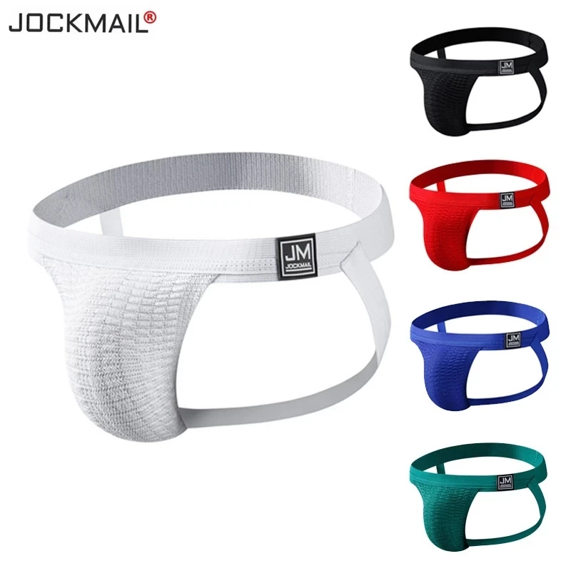 JOCKMAIL Men\'s Underwear Jockstrap Athletic Supporters, Gay Men Underwear Sexy Penis Pouch Mesh Stretch Performance Jock Strap