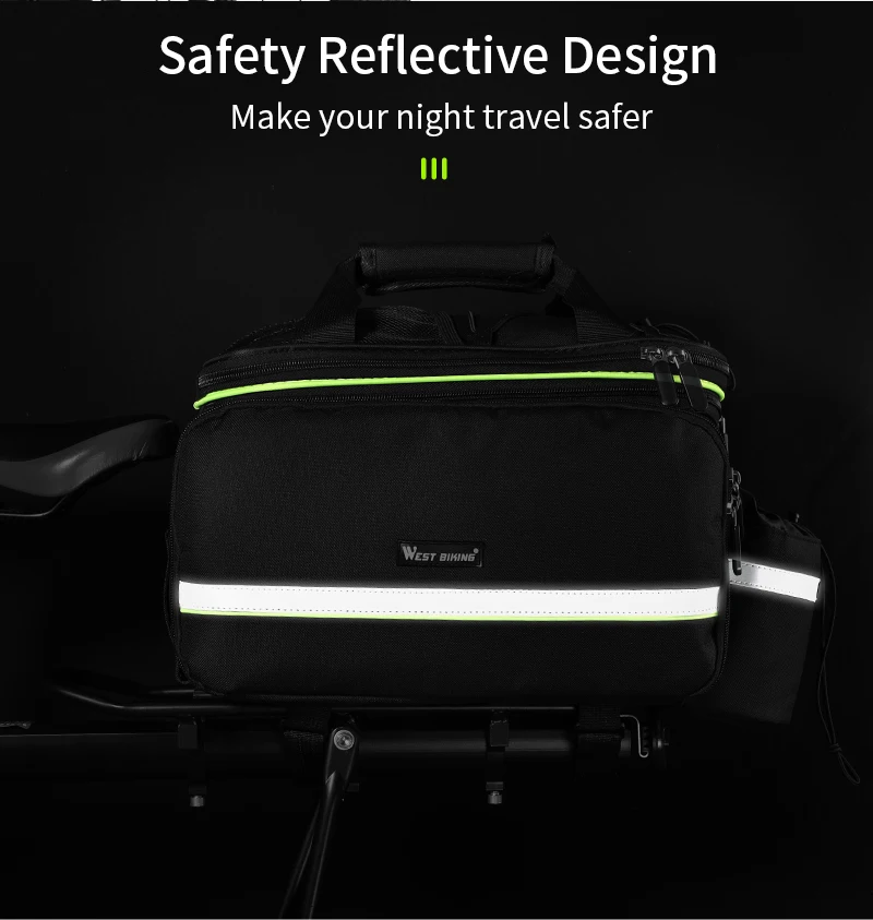 WEST BIKING 3-in-1 wasserdichte Fahrrad-Kofferraumtasche, MTB, Rennradtasche, großes Fassungsvermögen, Reisegepäckträger, Sattelsitz, Packtaschen – Detail 9