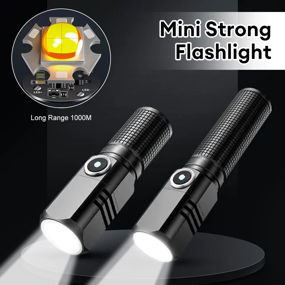 

Mini Camping Flashlight Zoomable Waterproof Outdoor Electric Torch Portable 200M Long Range Flashlight Ultra-bright Lighting