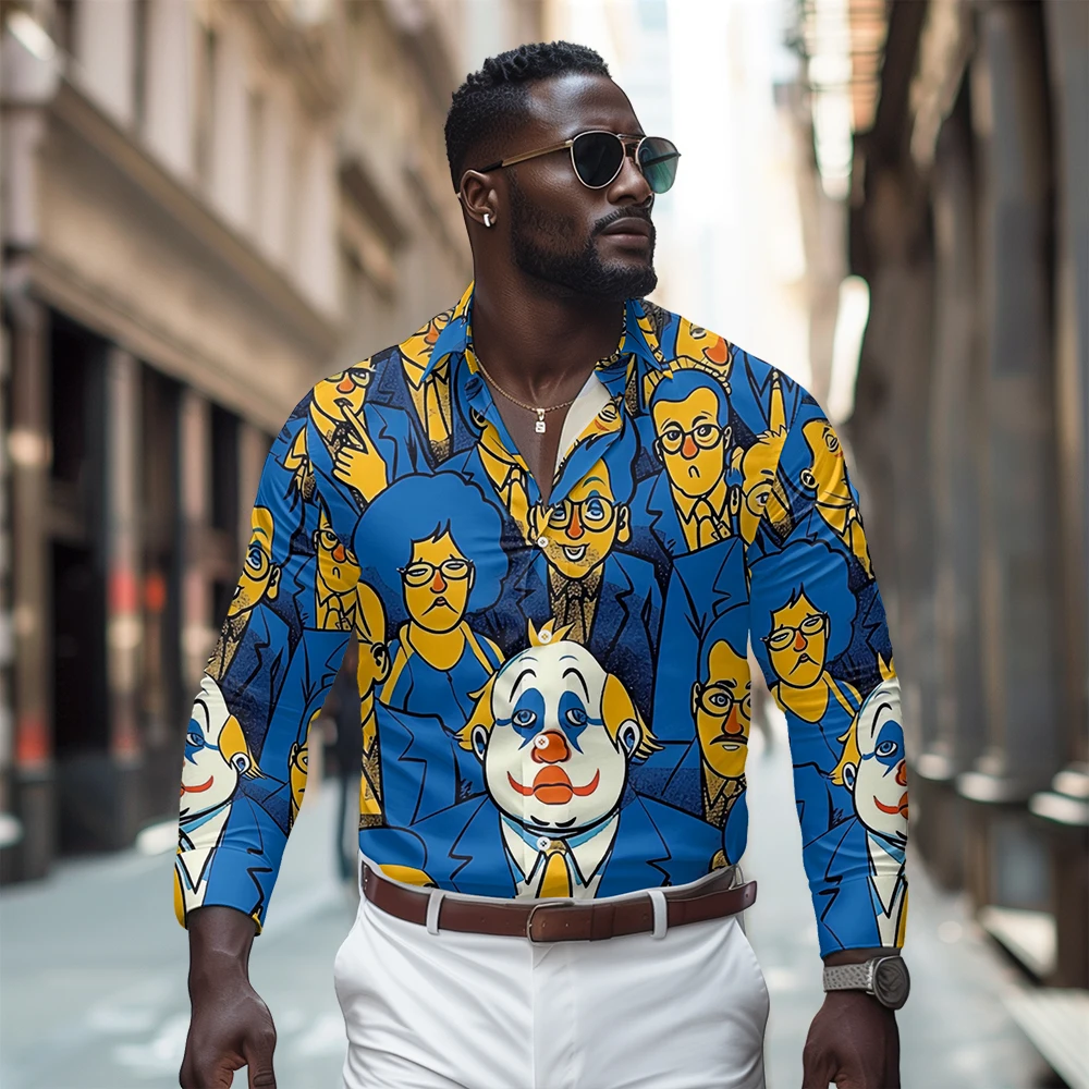

Men's printed long sleeved shirt for work, Spring and Autumn new style