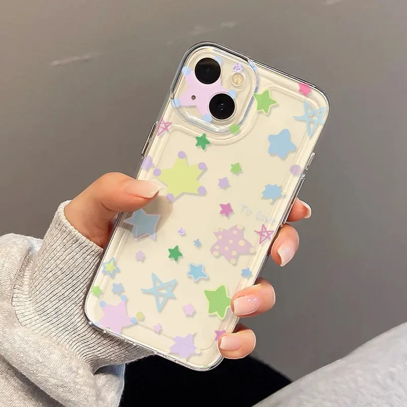 

Ins Korean Stars Silicone Case For iPhone 17 16 13 12 11 14 15 Pro Max 14 15 16 Plus 16E 17 Air Soft Silicone Shockproof Cover