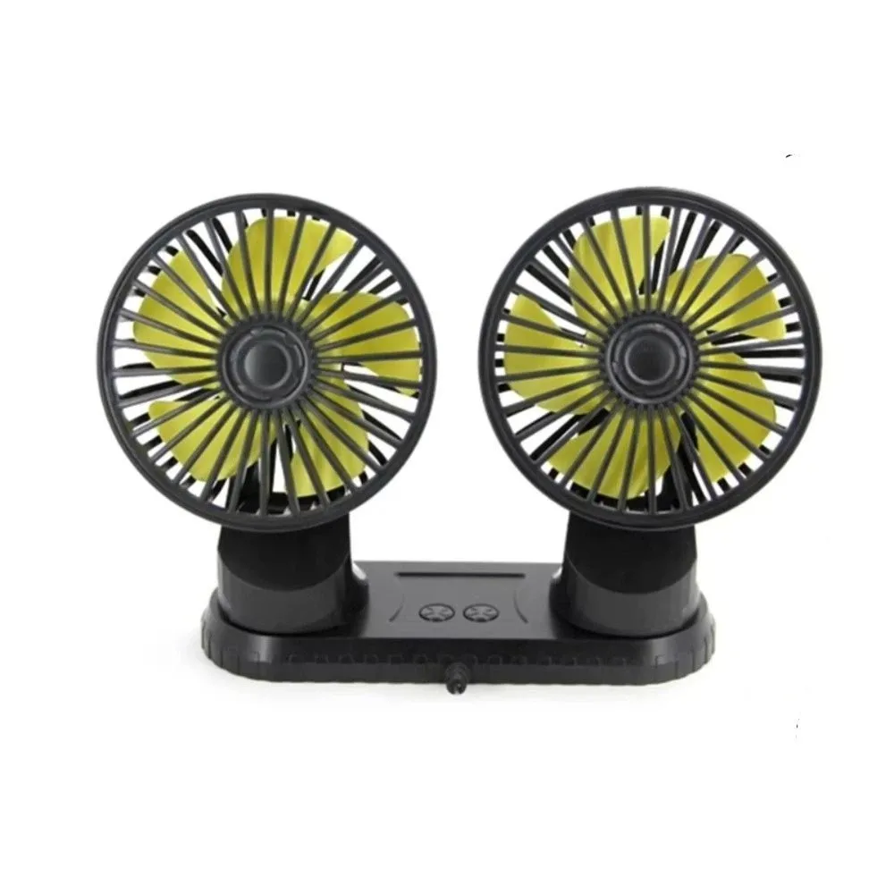 Truck Low Noise Universal Cooling Fan 360° Rotatable 3 Speeds Adjustable Dual Head Fan Dashboard Air Circulator Fan Home