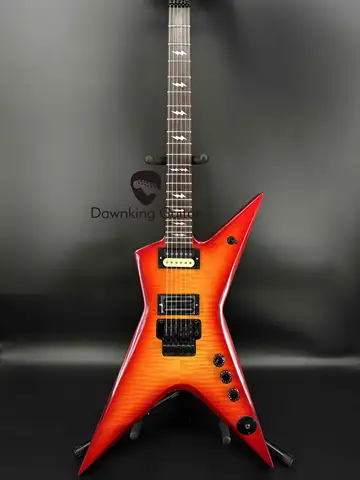 CS Dimebag Darrell ML 일렉트릭 기타, 플레임 메이플 탑, 블랙, 하드웨어 Fr Bridge 무료 배송