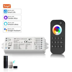 WT5 Tuya Smart LED Controller RGB CCT 12V 24V 5 in 1 RGBCCT LED Strip Light Controler Work with Alice Alexa Echo Google Home