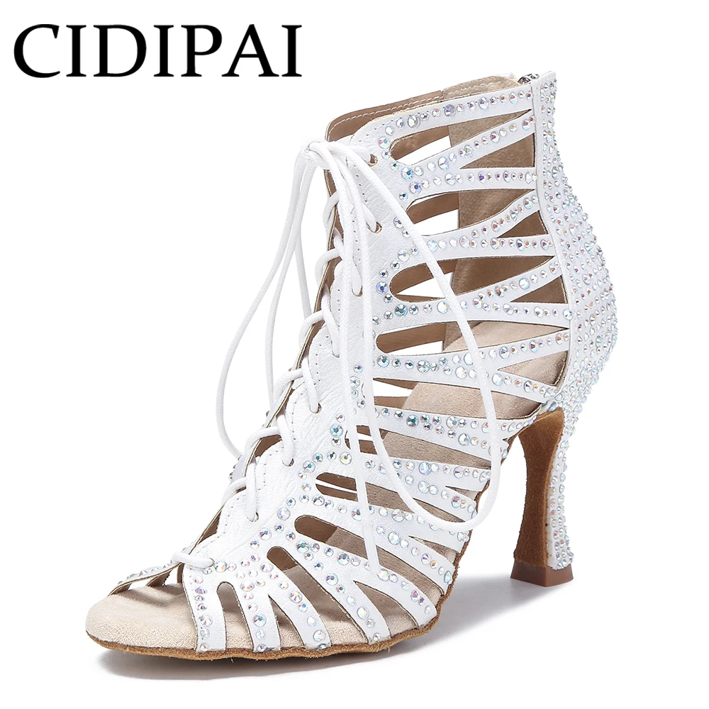 

Hot Sale Women's Dance Boots With Zip Soft-Sole Latin Dance Shoes Tango Ballroom Shoes Ladies' Party Sandals