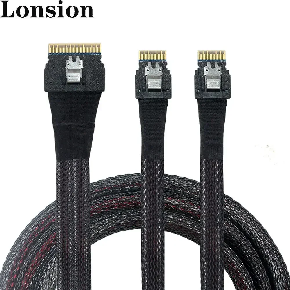 

Кабель для подключения сервера Slimline SAS SFF-8654 8I на 2 порта SFF-8654 4I