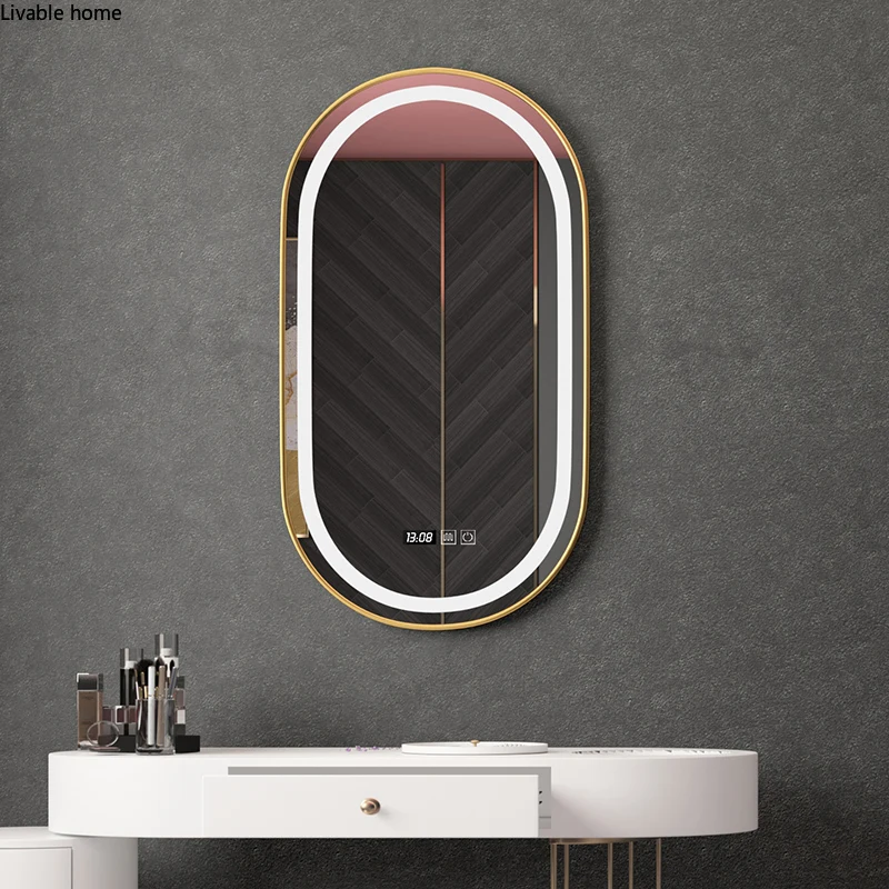 Bathroom Vanity Led Mirror Makeup Smart Mirror for Wall Hotel Bedroom Barbershop Decoration Modern Oval Smart Bath Mirrors