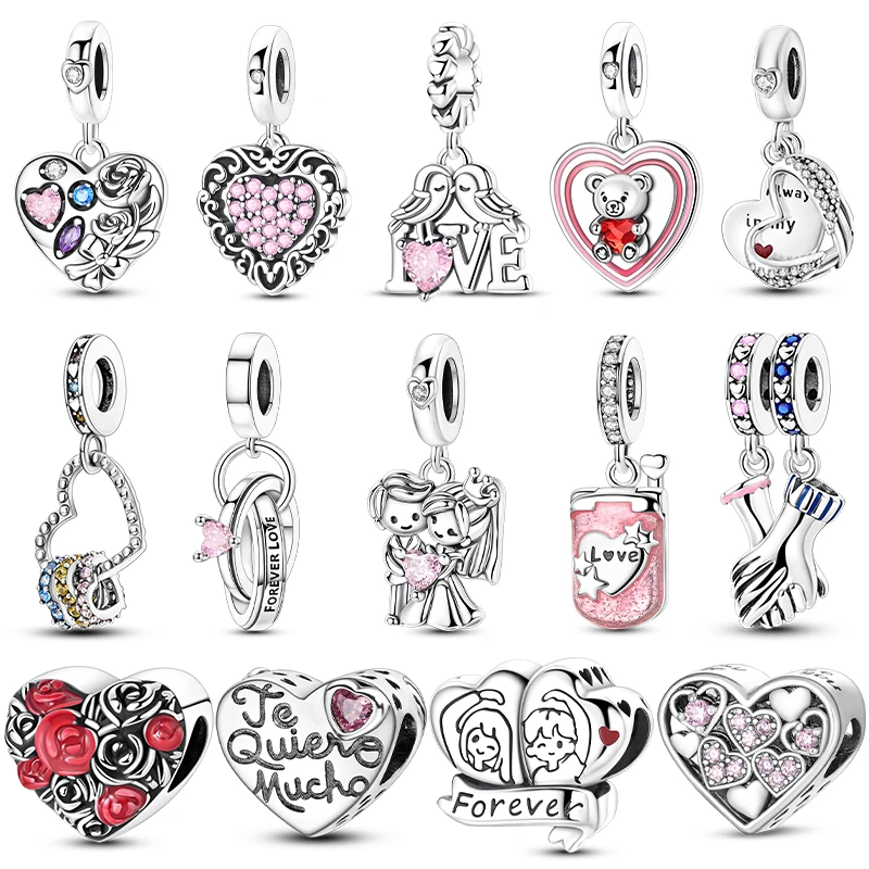 

Silver 925 Charms Beads LOVE Chocolate Heart Pendant Fit Original Bracelet Diy Women Jewelry