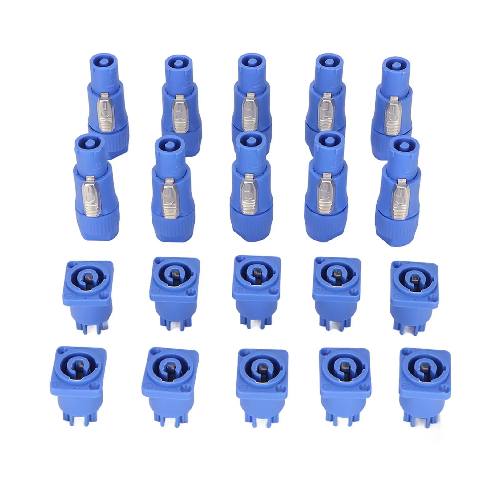 10 Sets 3-Pin Power Connectors for Stage Lighting & for led Screens - 250V 20A Heavy Duty Cable Plugs