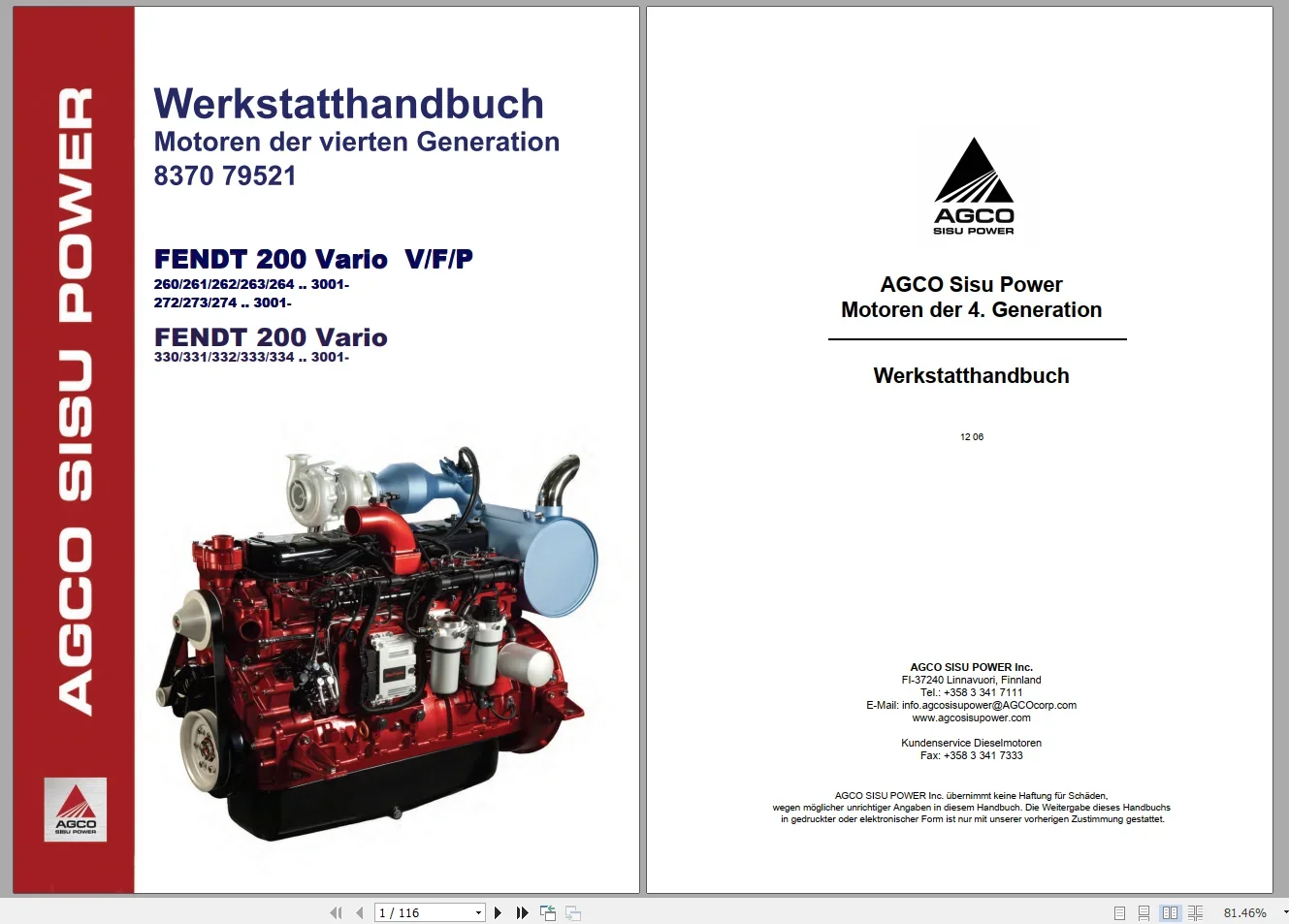 FENDT TRACTOR 26.4GB PDF Updated 2022 Diagrams, Operator & Workshop Manuals German DVD