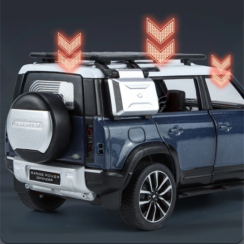 1/32 Range Rover Defender SUV Alloy Car Model Diecast Metal Toy Off-road Vehicles Car Model Simulation Sound and Light Kids Gift