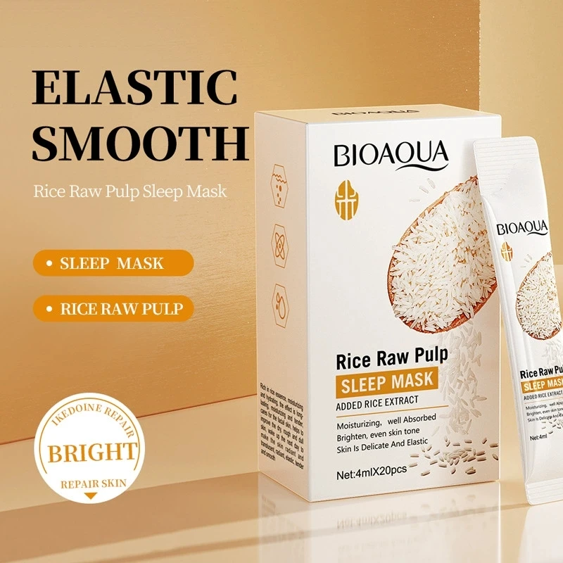 BIOAQUA الأرز الأبيض العناية بالبشرة مجموعات تبييض النوم قناع الوجه ترطيب مكافحة الهالات السوداء مكافحة الشيخوخة كريم عين العناية بالبشرة