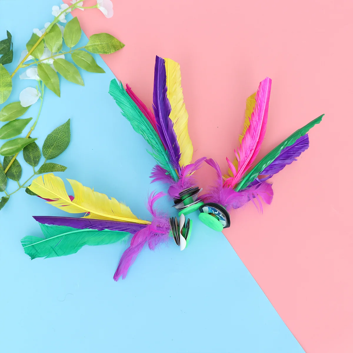 

12Pcs Bright Color Chinese Jianzi Shuttlecock Multi Layer Rubber Base Traditional Game for Indoor Outdoor Play