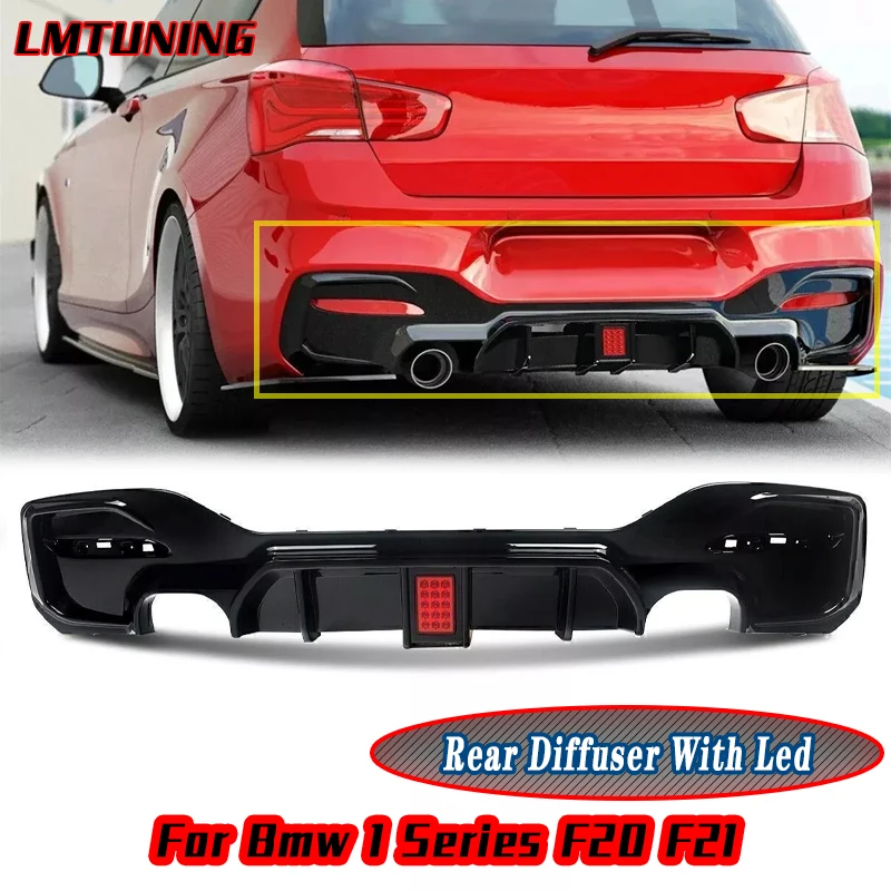 Tylny dyfuzor z oświetleniem LED 135i/140i Gloss Black do Bmw serii 1 F20 F21 Splitter Lip body kit Spoiler Auto Parts Accessories