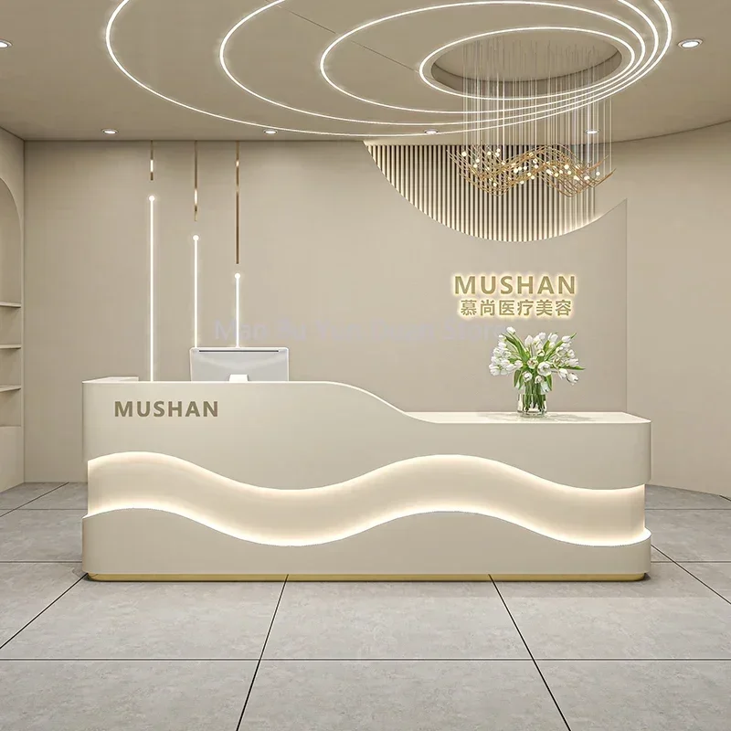 Receptionist Front Desk Salon Furniture For Stores Help Shop Counter Aesthetic Reception Luxurious Office Barber Bakery Beauty