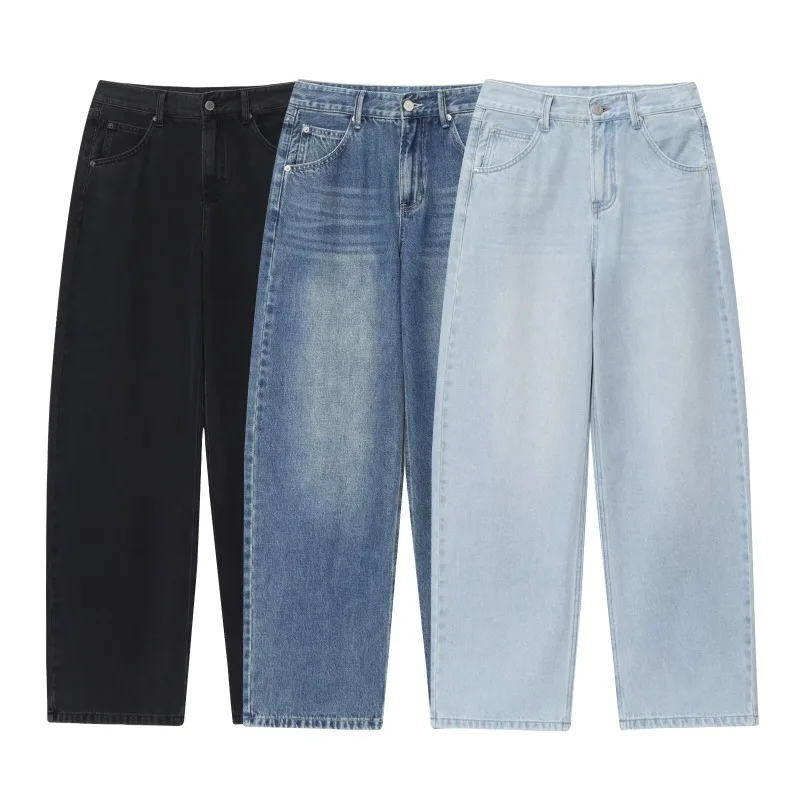 

TRAFZR Baggy Jeans Woman Streetwear Women's Loose Cotton 2025 Pants Denim Y2k Boyfriend Pant Wide Street Black Summer De Moda