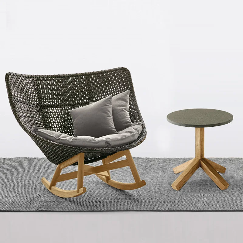 

Outdoor chair coffee table combination teak rattan single sofa