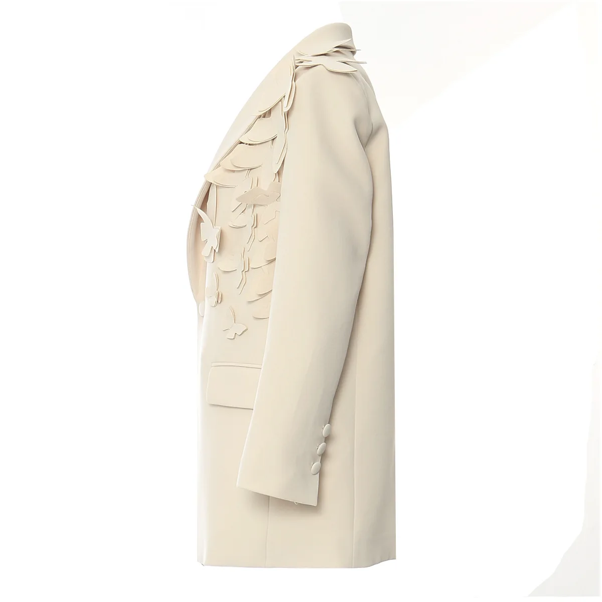 Cappotto da abito dal design per l'industria pesante da donna, edizione ampia autunnale con top con stampa sparsa di fiori bruciati a farfalla