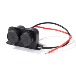 Cigarette Lighter Socket 12V with Wire Dual Power Outlet Waterproof Double Power Adapter Socket Dustproof for Car Scooter ATV RV