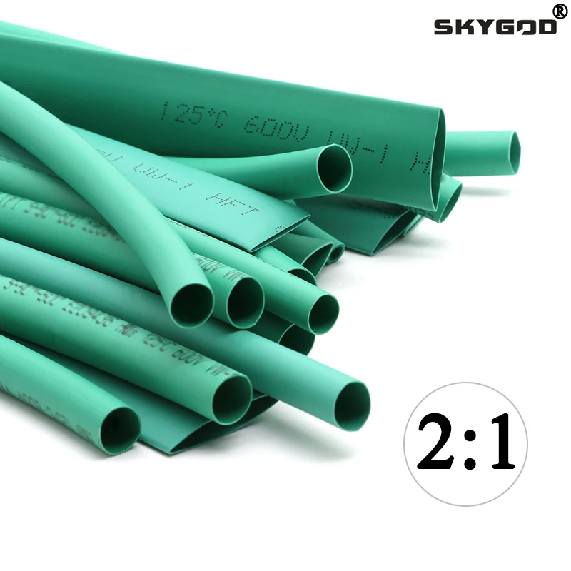 

1~10m Heat Shrink Tube 2:1 Green Diameter 0.6mm ~ 80mm Polyolefin Tubing Sleeving DIY Wrap Wire DIY Repair Cable Protecctor