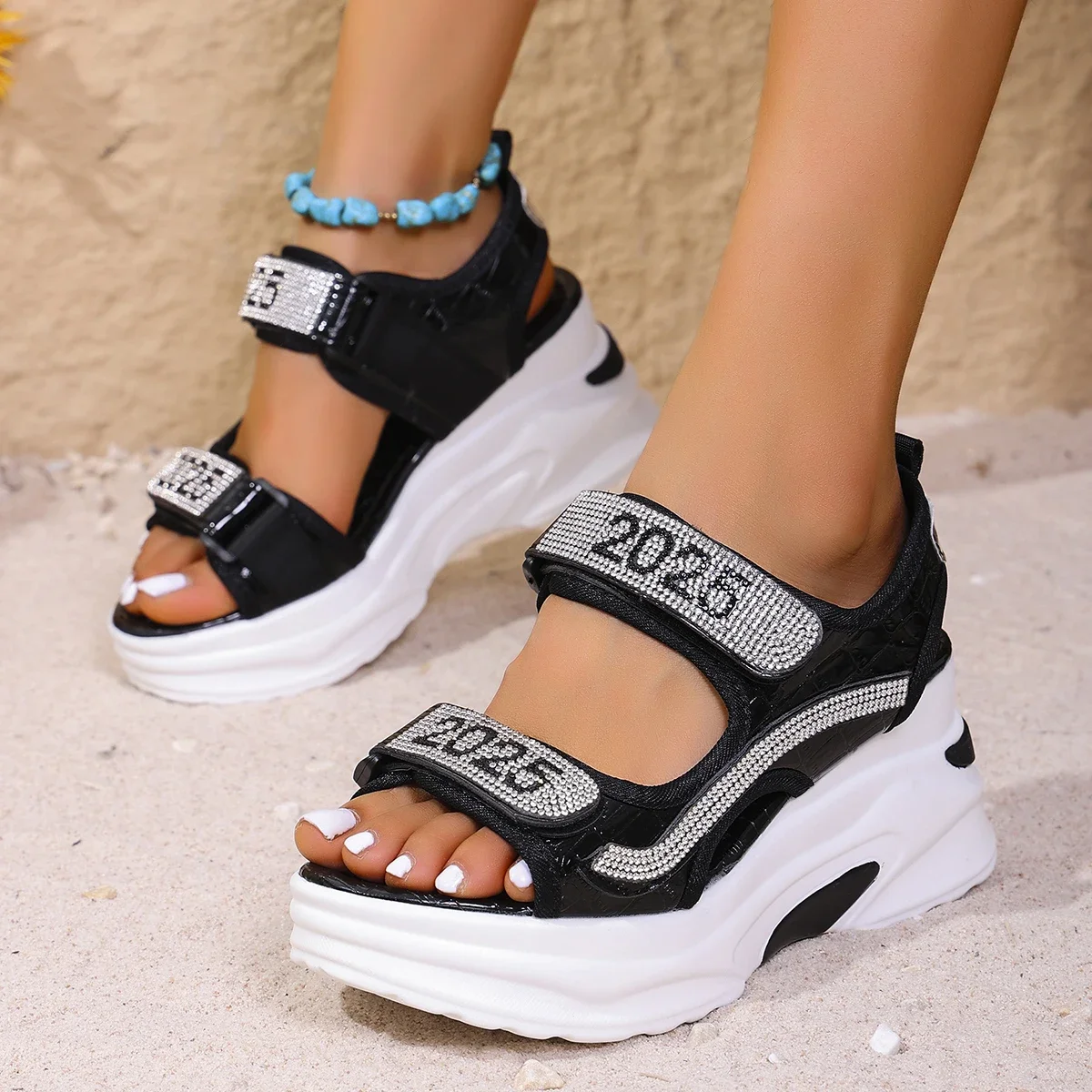 Women Platform Sandals Summer Versatile Slope Heel Elevated Women Shoes Outdoor Luxury Fashion Beach Sandals Sandalias De Mujer