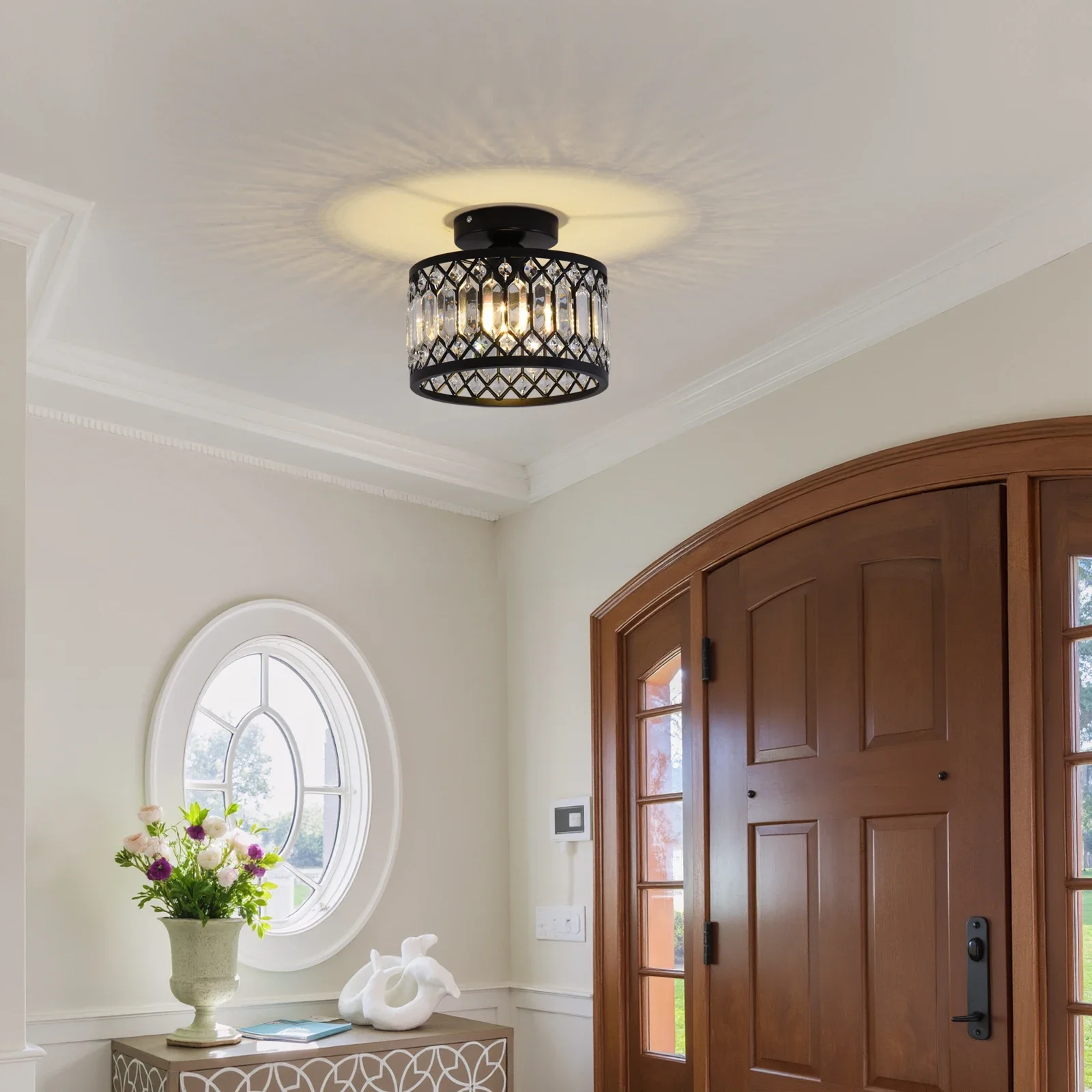 Black Crystal Chandelier Ceiling Light Iron Art Modern LED Pendant Lamp for Living Room Bedroom Home Decor Pendant Lights