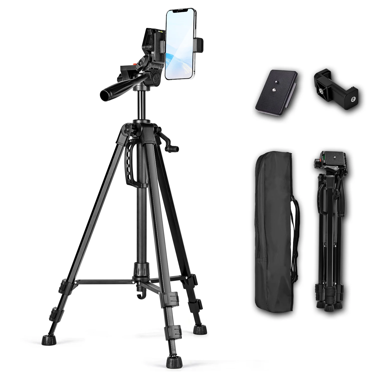 xrdkj-軽量-57-インチ調整可能なレーザーレベル三脚、回転ヘッド、ポータブルハンドル、バブルレベル、クイックリリースプレート付き