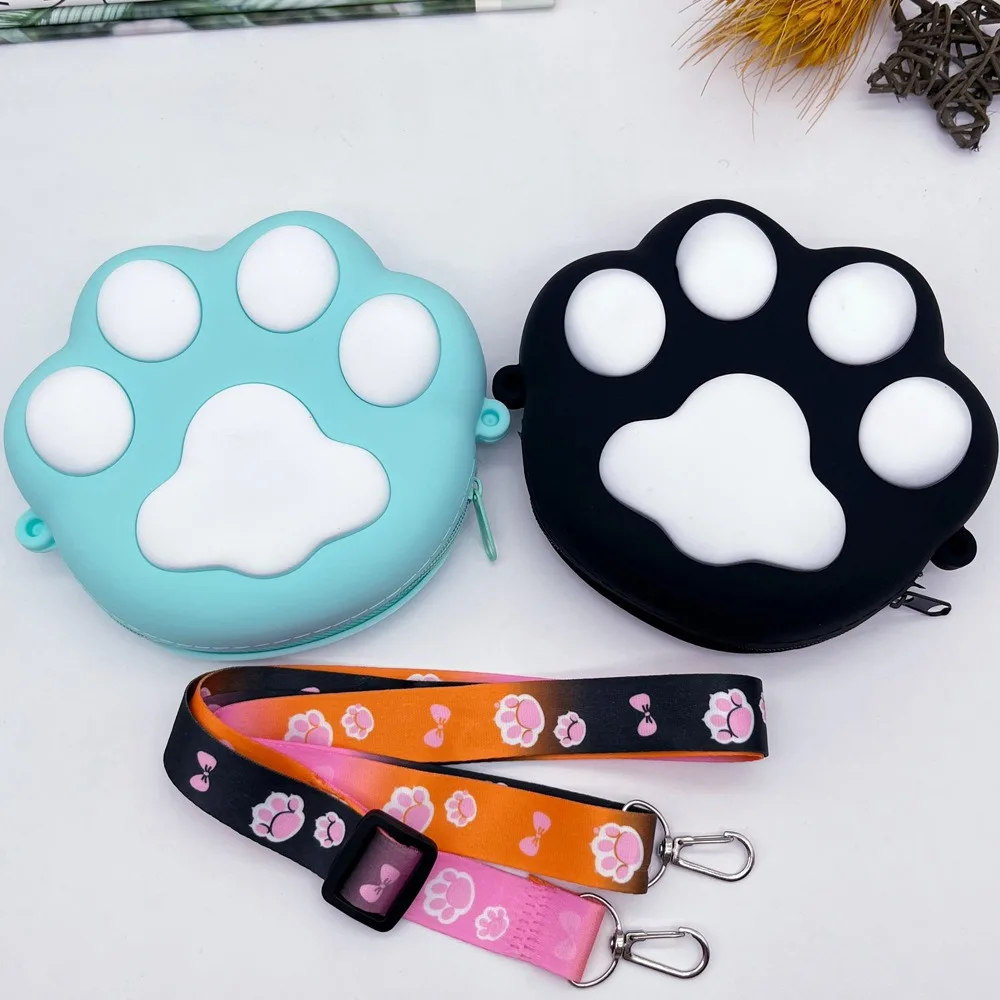 

Fashionable Silicone Coin Purse Cat Paw Cartoon Wallet All-match Crossbody Bag