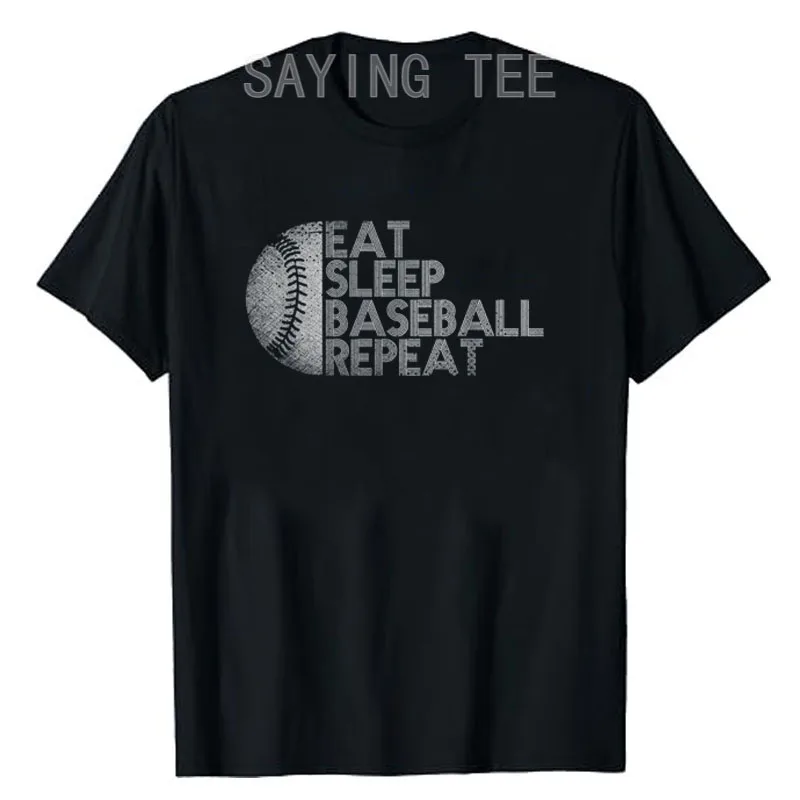 Eat Sleep Baseball Repeat Baseball-Player Funny T-Shirt Baseball Catcher Pitcher Baseball Fan Gifts Sports Tee Fashion Life Top