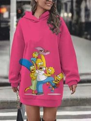 Nowa zimowa bluza z kapturem sukienka bluza Disney The Simpsons z nadrukiem bluza Casual moda uliczna bluza damska Sweatshir