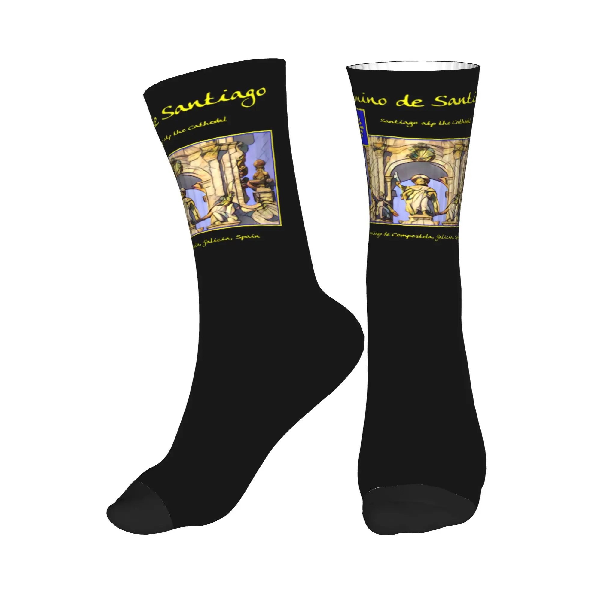 

Funny Buen Camino de Santiago Socks Men Women Warm 3D Printing Sports Football Socks