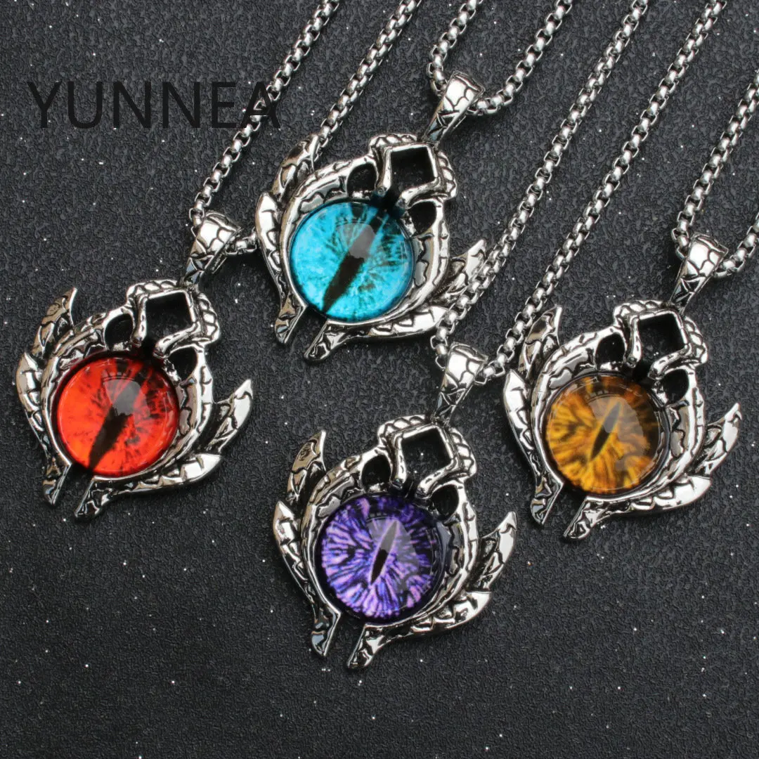 Retro Demon Eyes Titanium Steel Necklace All-sky Evil Eyes Men's Creative Punk Sweater Chain Ornaments Defense Stinger