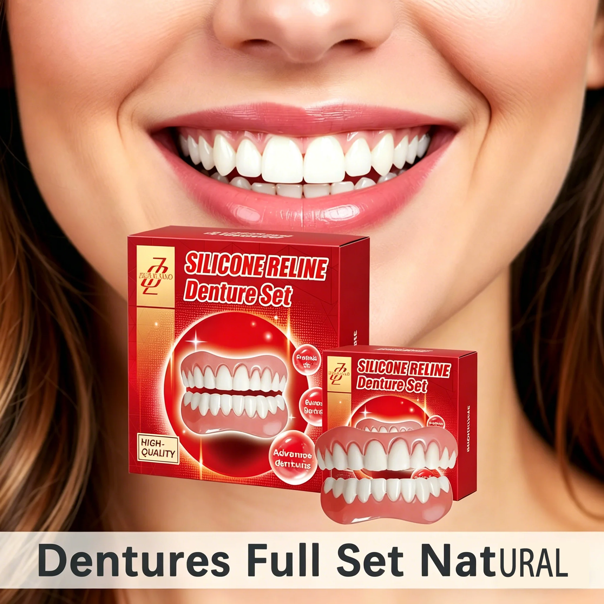 

2026 New Teeth Silicone Kit Fill Tooth Gaps Orthodontic Upper Lower Fake Teeth Soft Decorative Comfortable Realistic Denture Set
