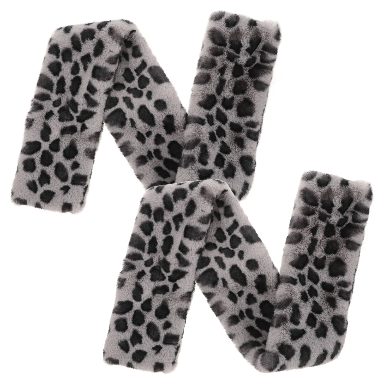 

2Pcs Leopard Print Faux Rabbit Scarf Winter Neck Warmer Christmas Party Supplies Soft Cozy Animal Print Shawl Holiday Scarf